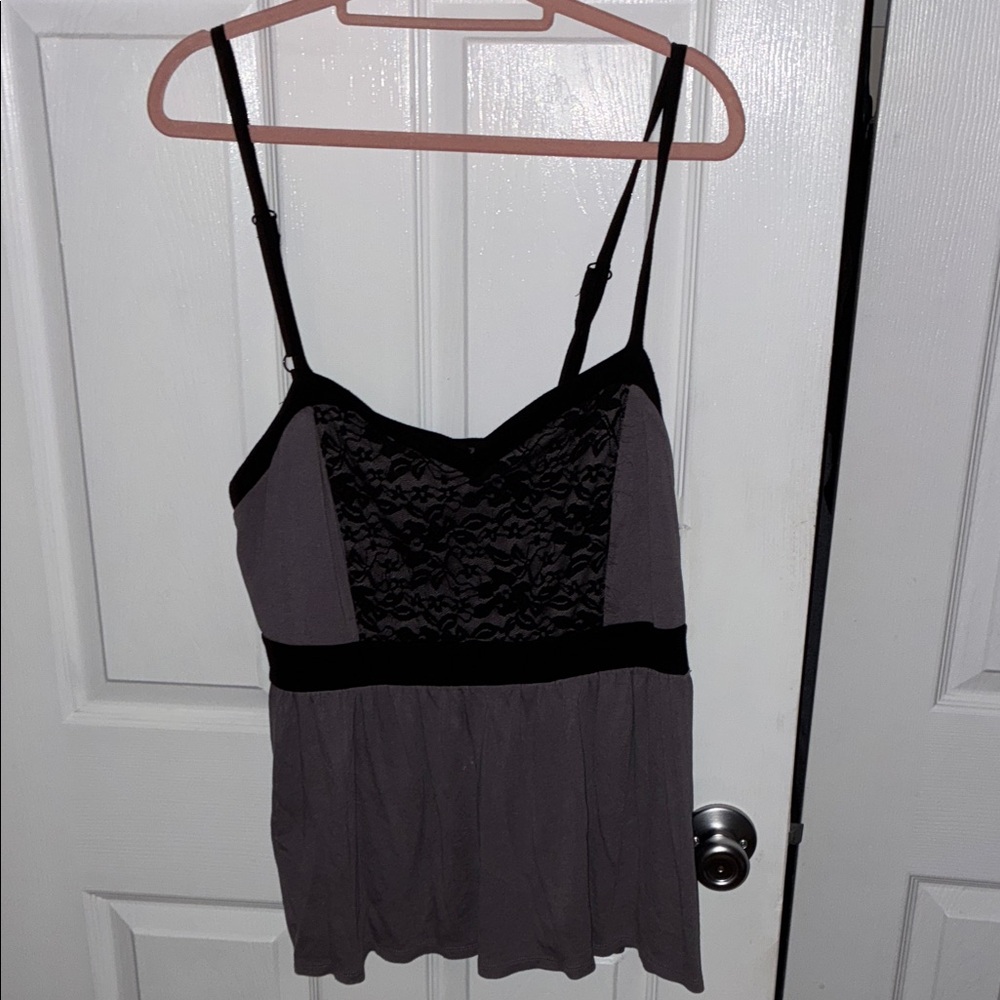 Torrid Black and Gray Lace Camisole